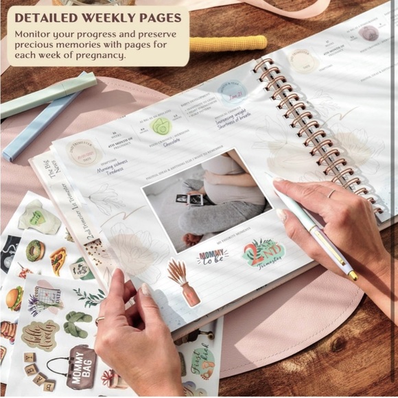 Pregnancy Journal & Memory Book Great First Time Mom Gift Keepsake Rose Gold NIP - Picture 6 of 16